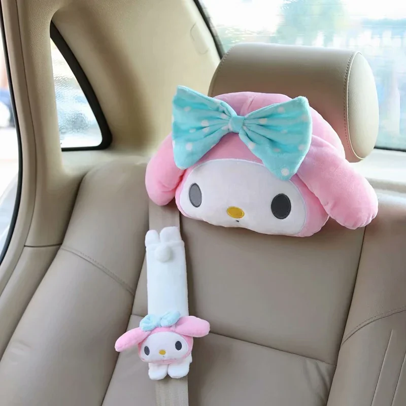 Cute Car Pillow Baby Car Headrest Neck Pillow Cartoon Black Devil Plush Car Seat Cushion Kids Headrest Car Accessor