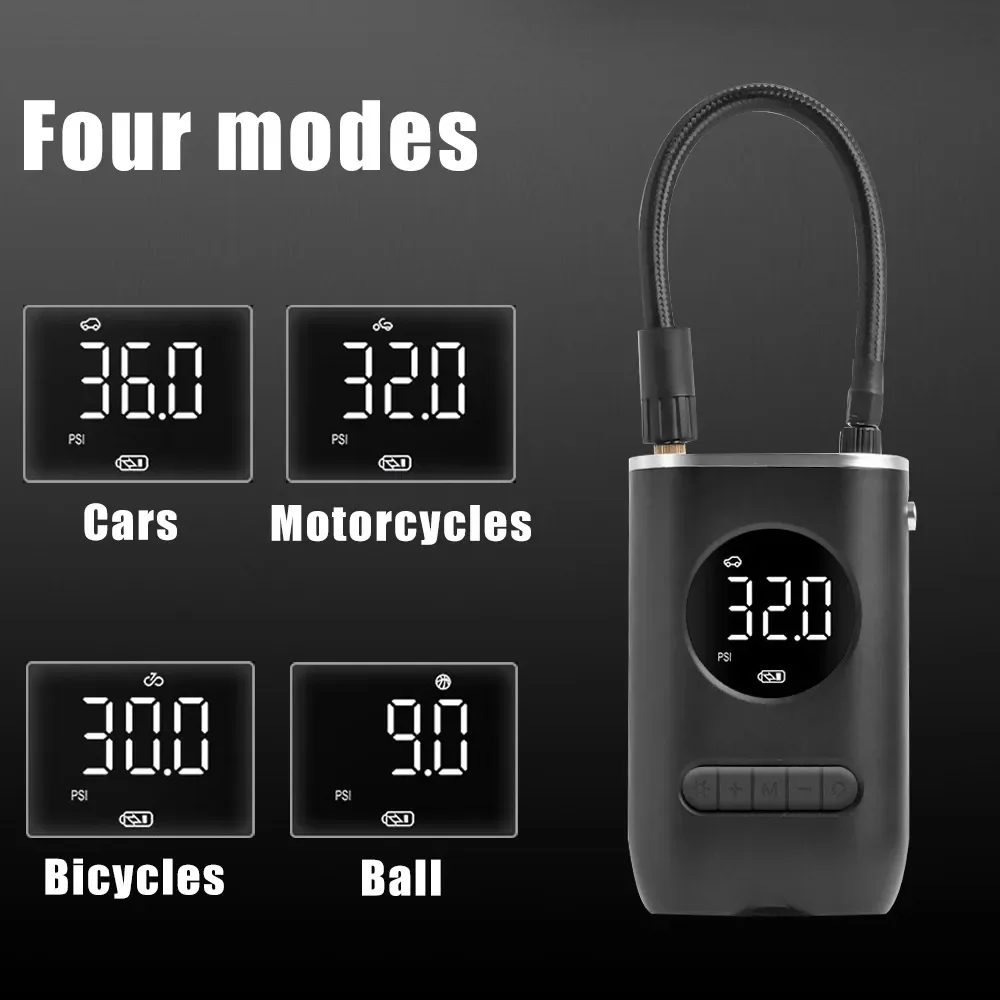 Mini Electric Portable Air Pump 150PSI Wireless Tire Inflator with LED Display for Cars Motorcycles Bicycles and Sports Balls