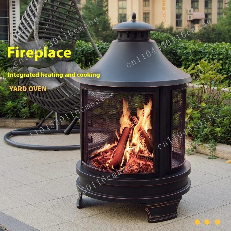 Winter Outdoor Steel Fireplace Chimney Heater Garden Party Courtyard & Rural Brazier Bonfire