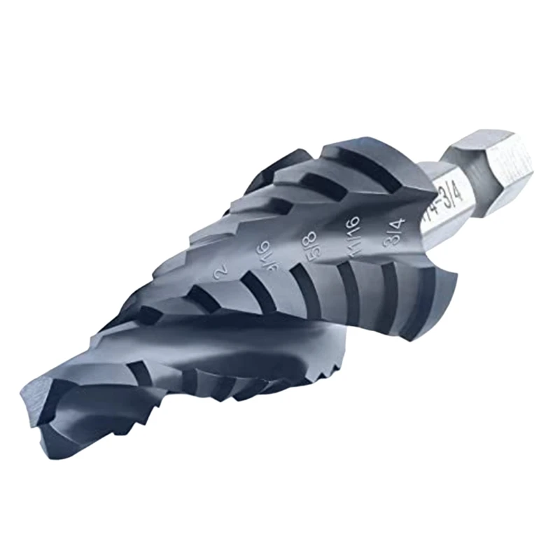 

M35 Step Drill Bit Metal Woodworking Wear-Resistant TIALN Coating 3/16"-7/8" 4 Spiral Groove Step Drill Bit
