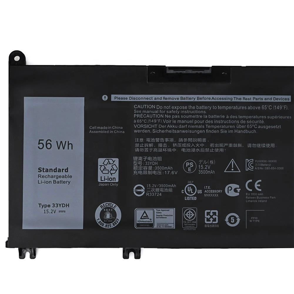 Imagem -05 - Brandnew Genuíno Original 33ydh 15.2v 56wh Bateria do Portátil para Dell Latitude 3380 3480 3490 3590 3580 Inspiron 15 17 7000