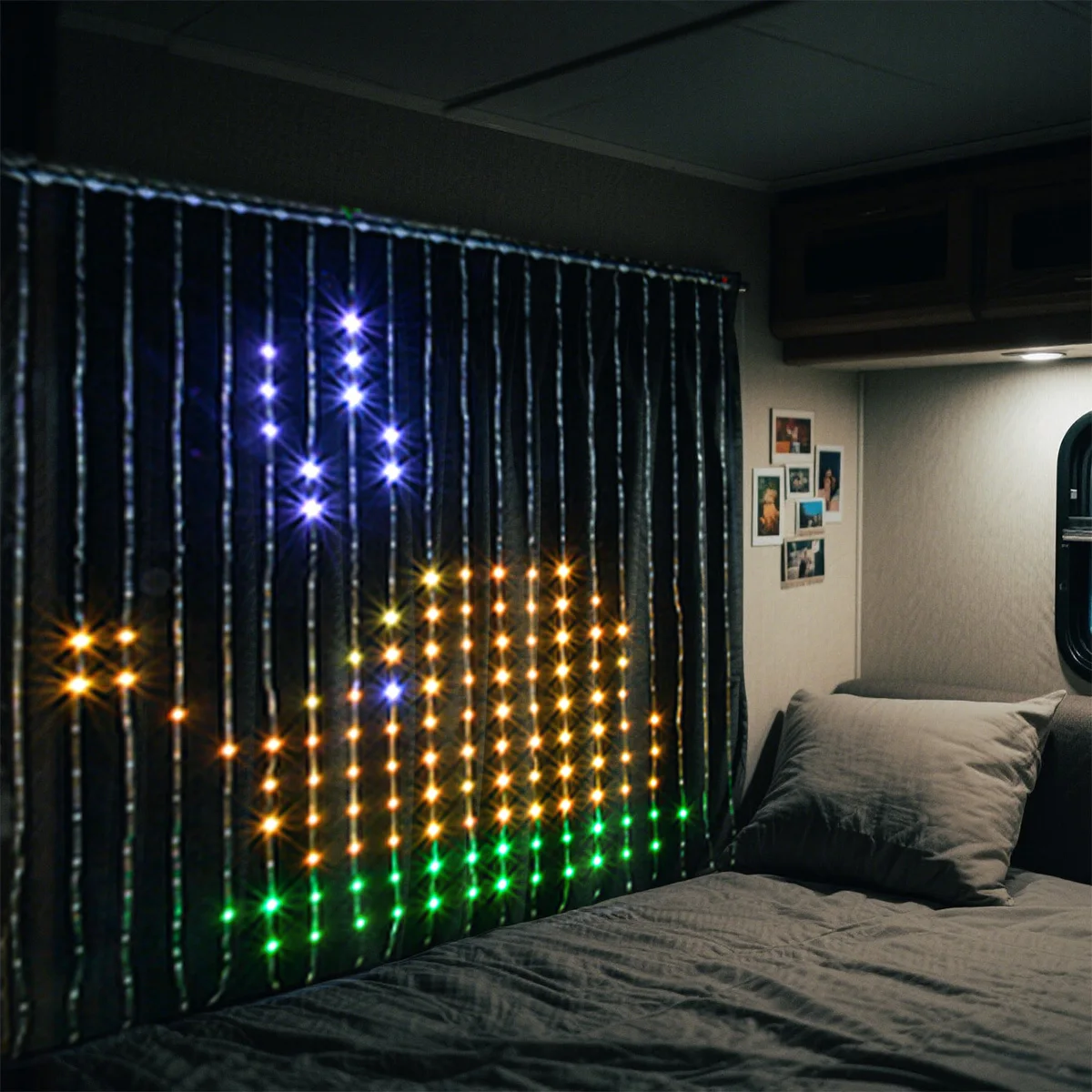 2x2M RGB スマートカーテンライトストリング USB プラグリモート Bluetooth アプリ制御 DIY フェアリーライト パーティールームキャンピングカー装飾用