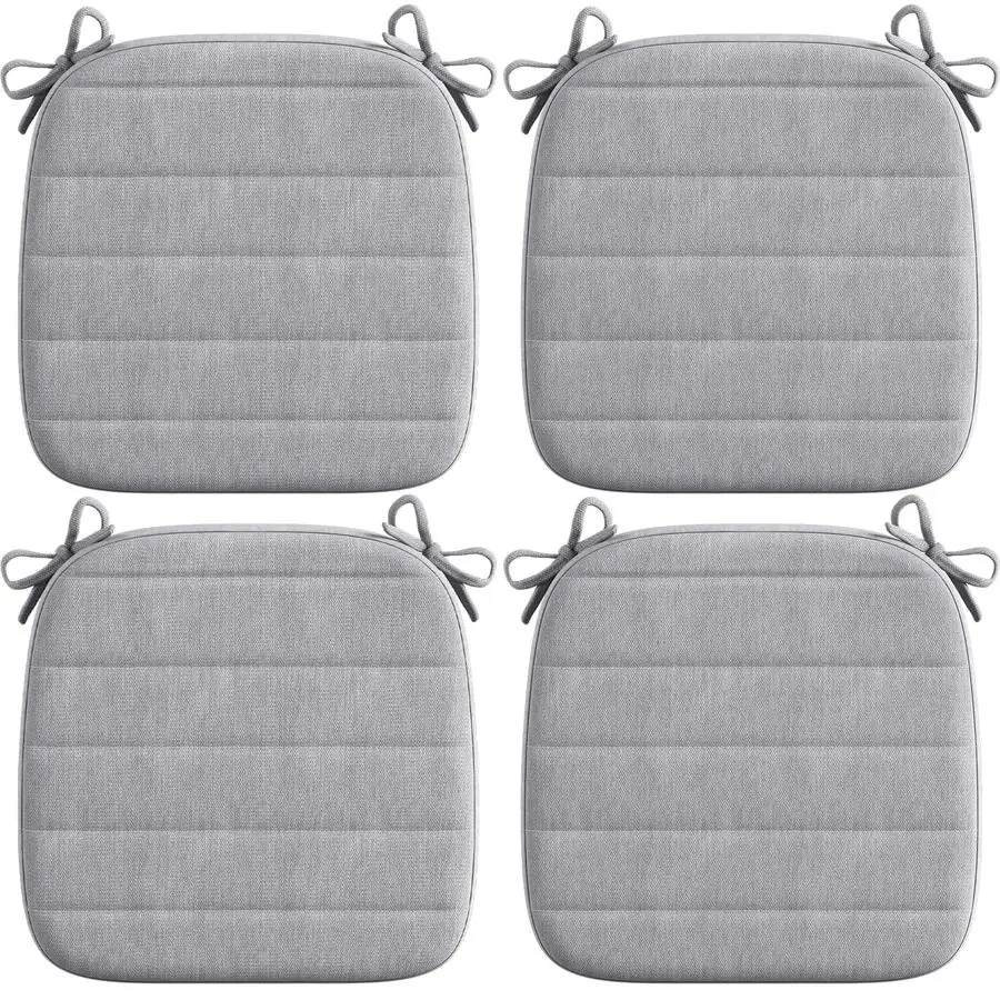 

Набор из 4 подушек для обеденных стульев, моющиеся подушки для кухонных и барных стульев, нескользящие подушки для сидений с завязками, 16x17 дюймов.