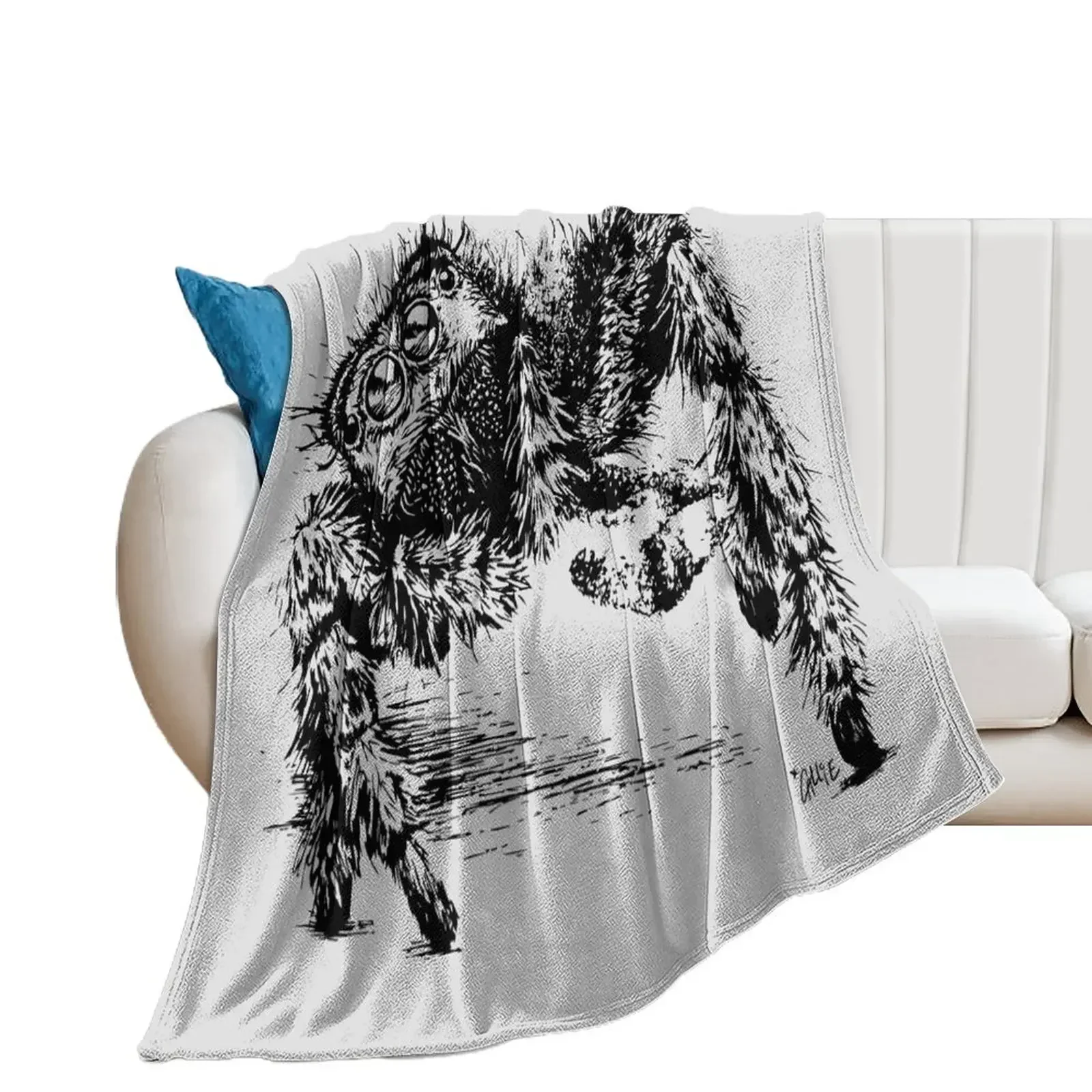 Jumping Spider Encounter Throw Blanket Luxury Designer Beautifuls Blankets