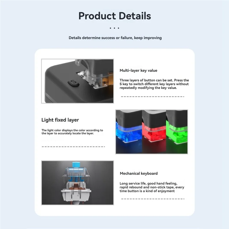 AC56-MK424BT 4키 미니 맞춤형 키보드(기계식 파란색 스위치 포함) USB+BT 듀얼 모드 매크로 프로그래밍 가능 키보드
