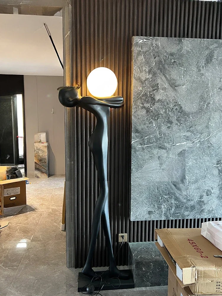 Post-Modern Character Art Sculpture Floor Lamp Lobby Home Living Room Light Luxury FRP Large Decorative Ornaments