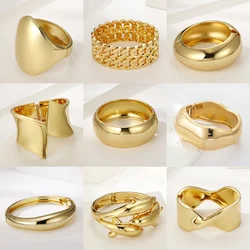 Multi-style Gold Color Bracelets Bangles New Vintage Hip Hop Cuff Bangles Punk Gold Silver Color Geometric Bangles For Women Men