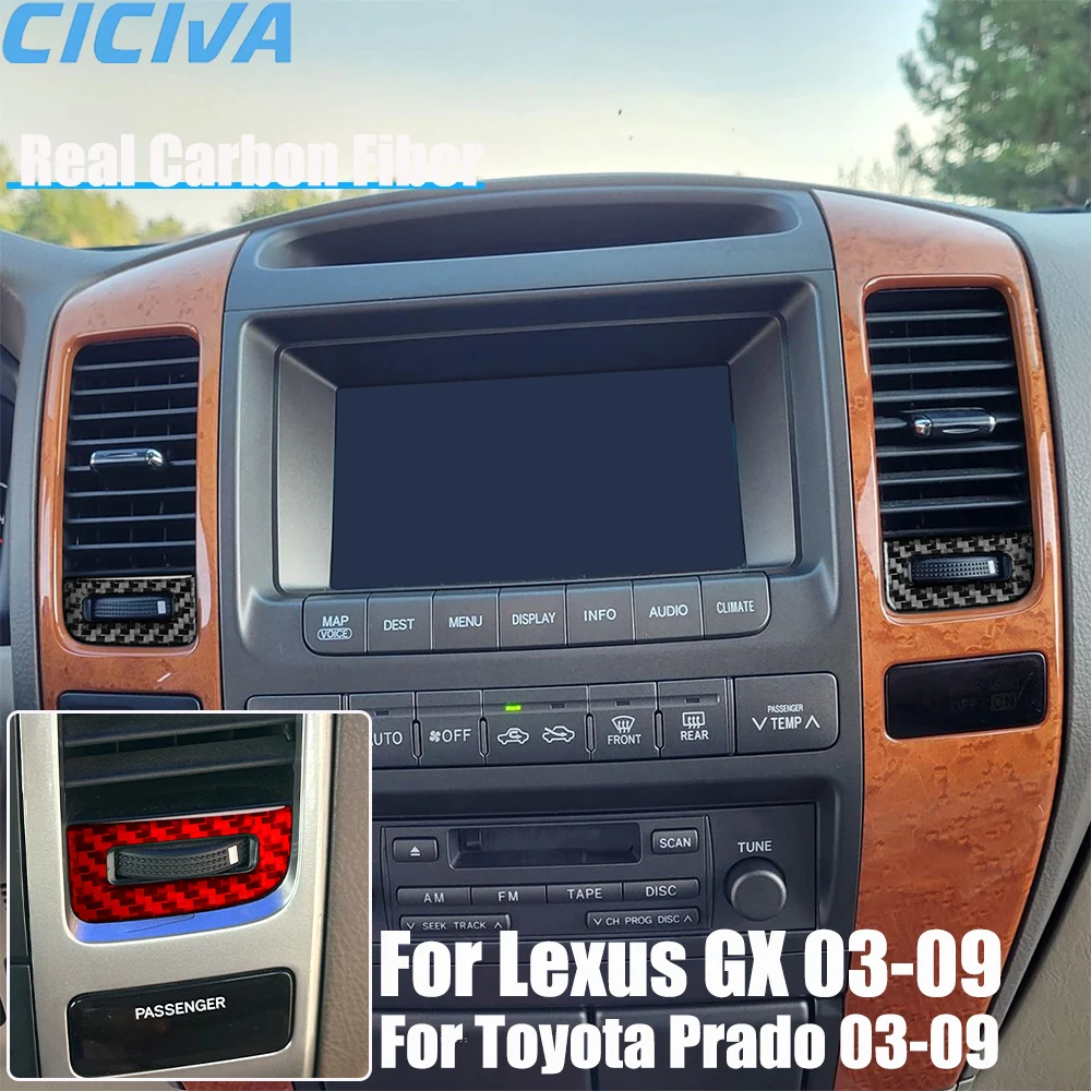 

Real Carbon Fiber Car Accessories Center Air Vent Adjustment Trim Cover Soft Sticker For Lexus GX For Toyota Prado 2003-2009