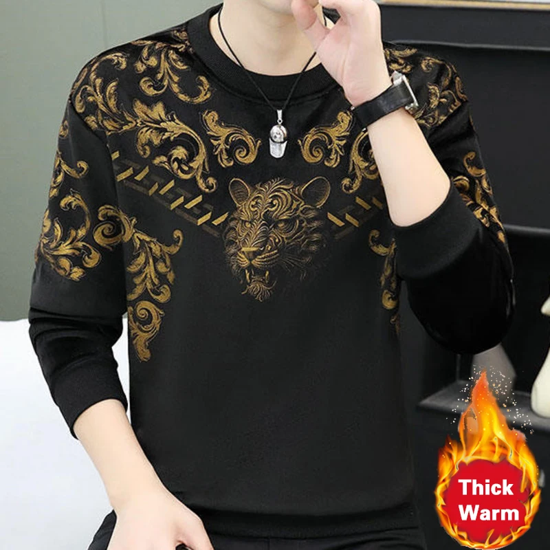 

Зимняя мужская бархатная футболка с круглым вырезом на термобезове Homme, мужская футболка с длинным рукавом, толстовка со средним вырезом, Sudaderas Para Hombre