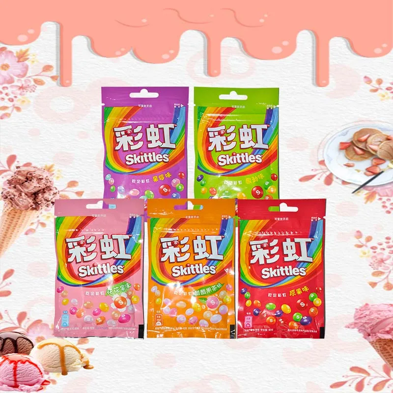 Skittles Candy 1,41 oz (40 g) * 4 paquetes de dulces de comida rápida, adecuados para reuniones y hacer amigos, esenciales para regalos