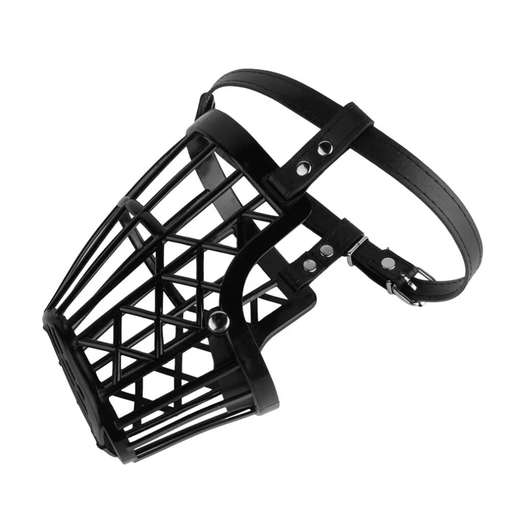 Basket Dog Muzzle Plastic Size S Black Adjustable Strap Humane Bite Bark Stopper Comfortable Fit Basket Dog Muzzle