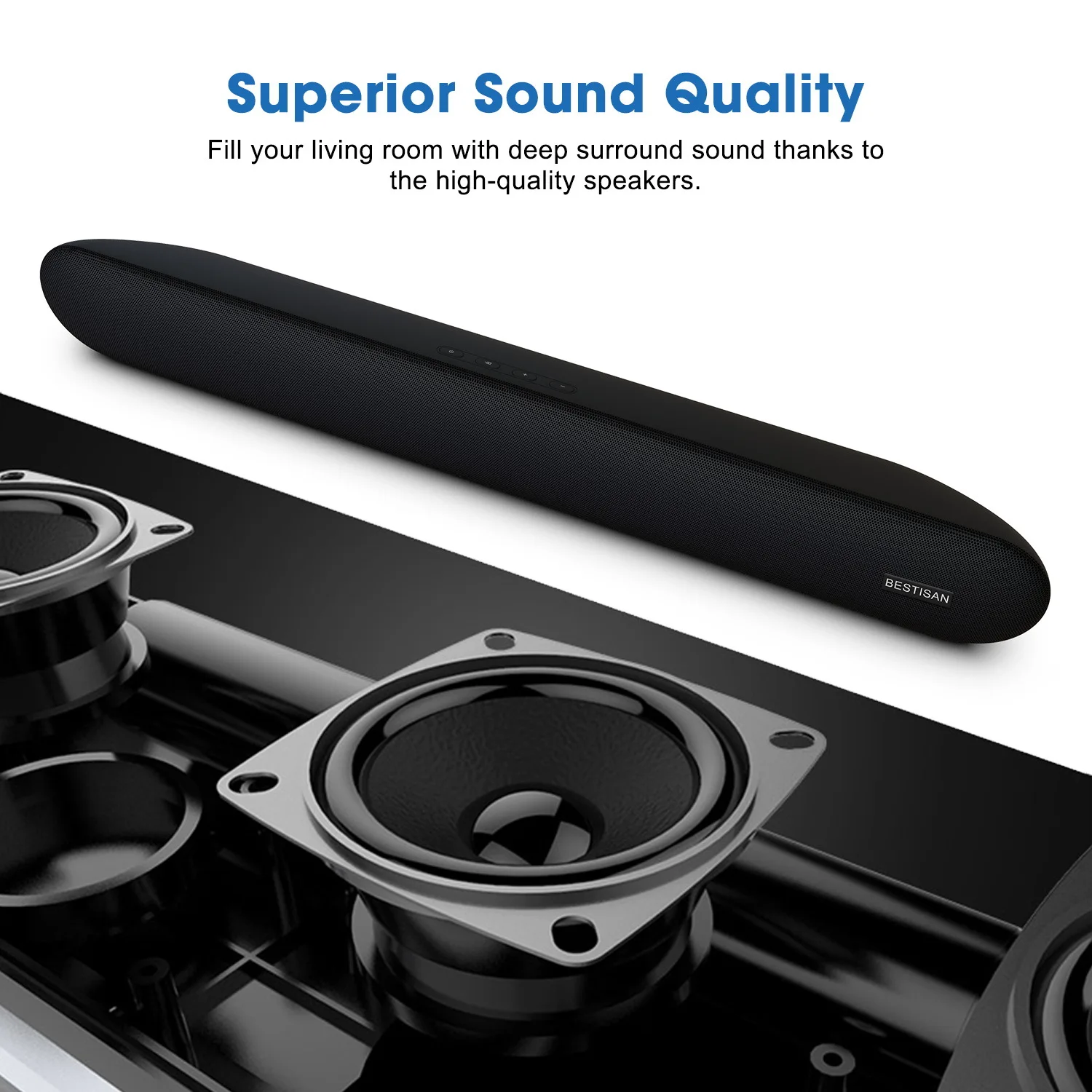 Imagem -03 - Multifuncional Soundbar Bluetooth Dolby Echo Wall Subwoofer Home Sound Box Rádio fm Controle Remoto Rca Alta Qualidade 100w