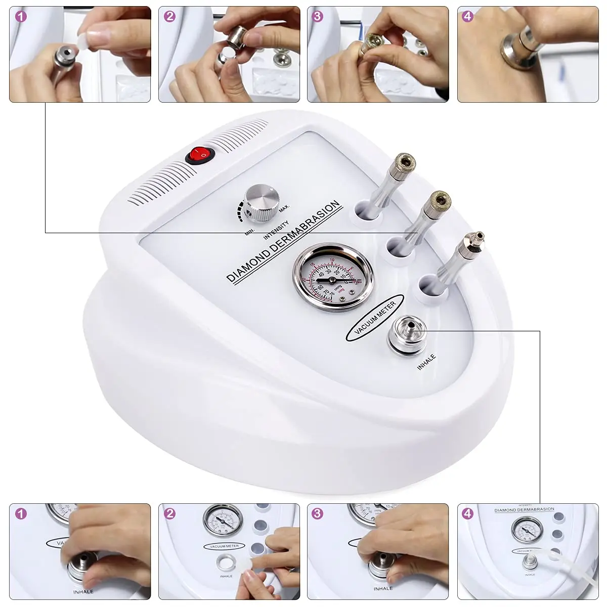 Máquina De Microdermoabrasão De Diamante, dispositivo De Beleza De Poder De Sucção, Vácuo Rosto Levantamento Massager, Equipamento De Cuidados Com A Pele Facial, 65-68cm Hg