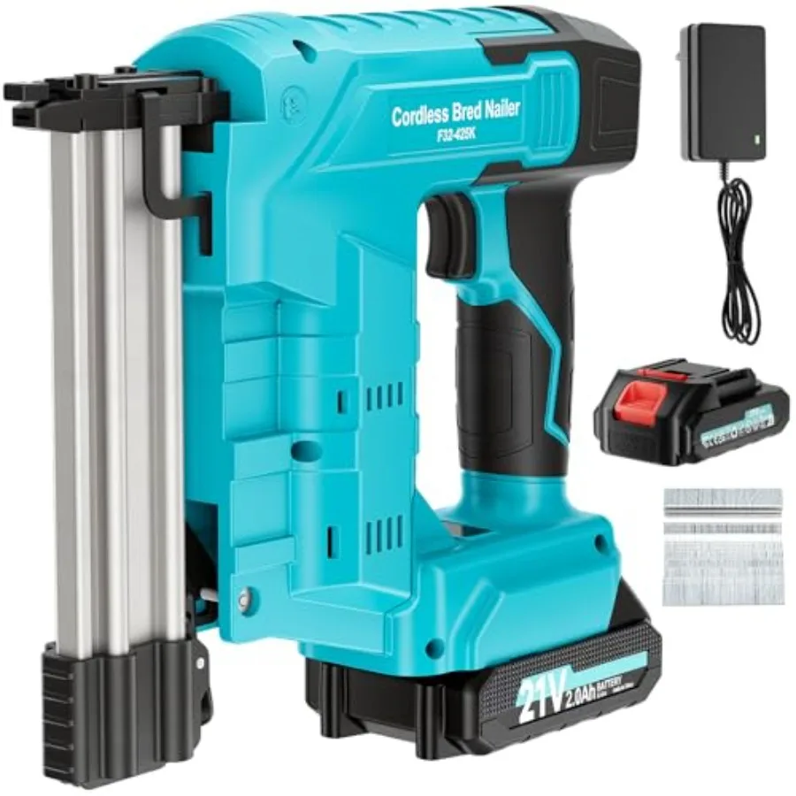 

Аккумуляторный гвоздезабиватель 2-в-1, 21В, электрический пистолет для гвоздей/степлер с 1 литиевой батареей 2.0 Ач, для гвоздей 5/8 - 1-1/4 дюйма, калибр 18