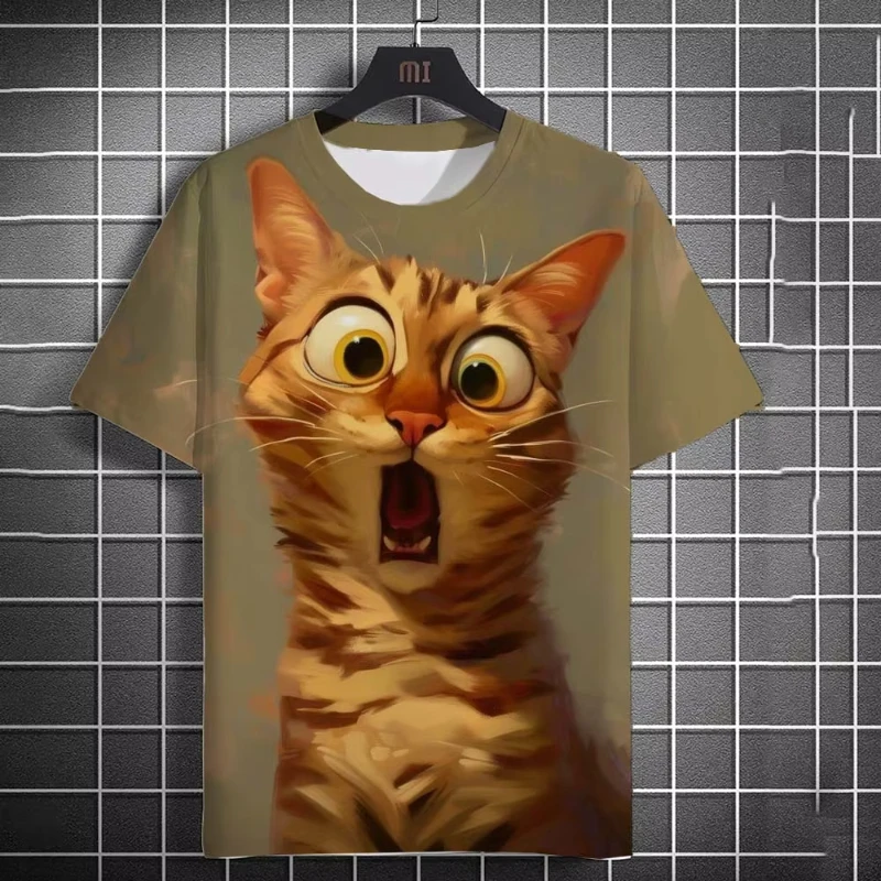 

New Cute Cat Graphic 3D Print T-shirt Tops Summer Women Streetwear Fashion Oversized Unisex Short Sleeve T Shirt Kids Clothing