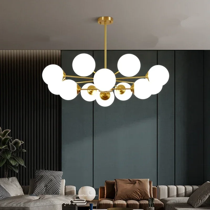 

Modern Lustre LED Ceiling Chandeliers Living Room Bedroom Adjustable Ball Glass Hanging Lamp Dining Room Decor Lighting Fixtures