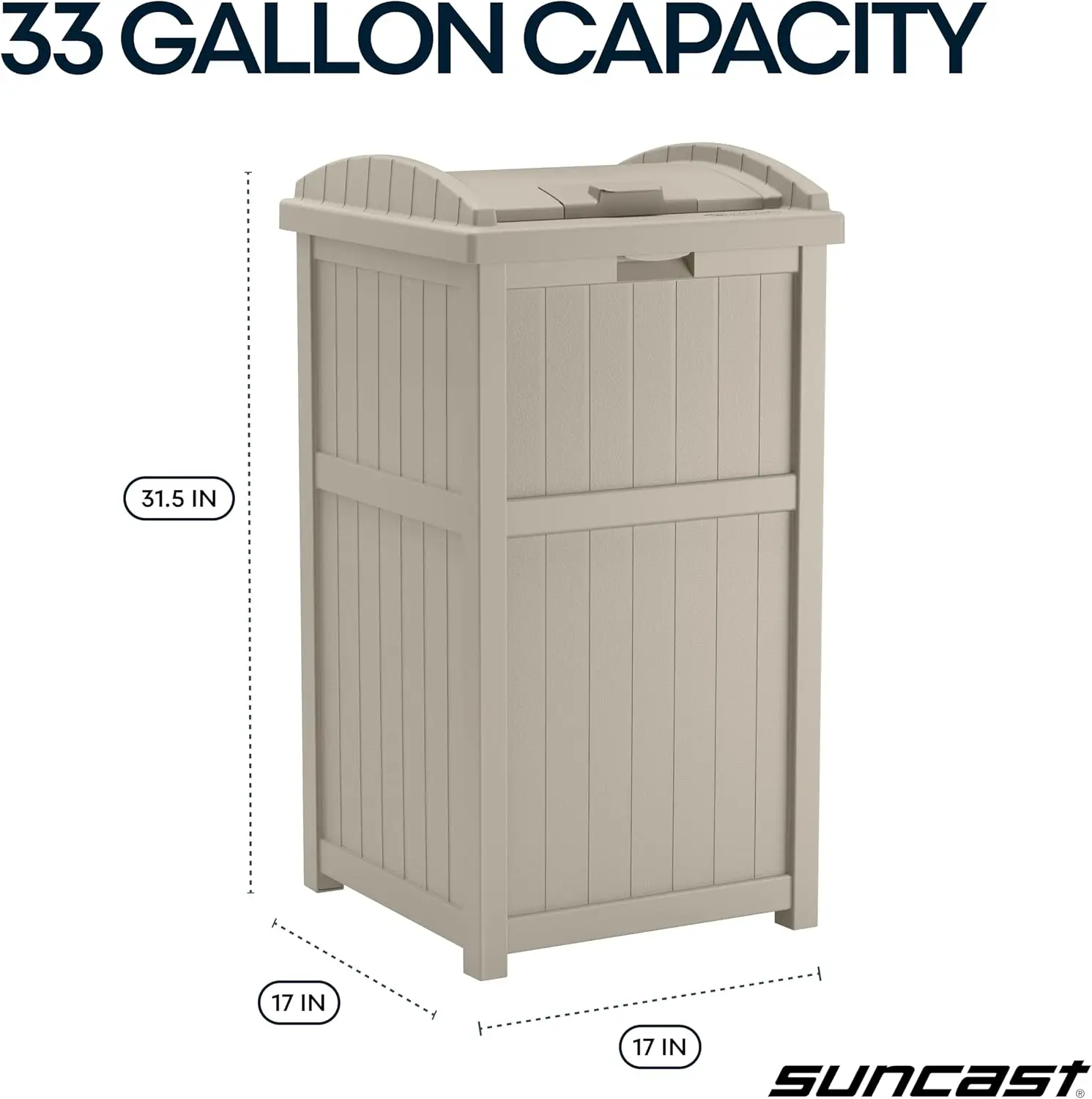 سلة المهملات الخارجية سعة 33 جالونًا مع غطاء - راتنج رمادي داكن للاستخدام في الفناء الخلفي أو السفينة #3