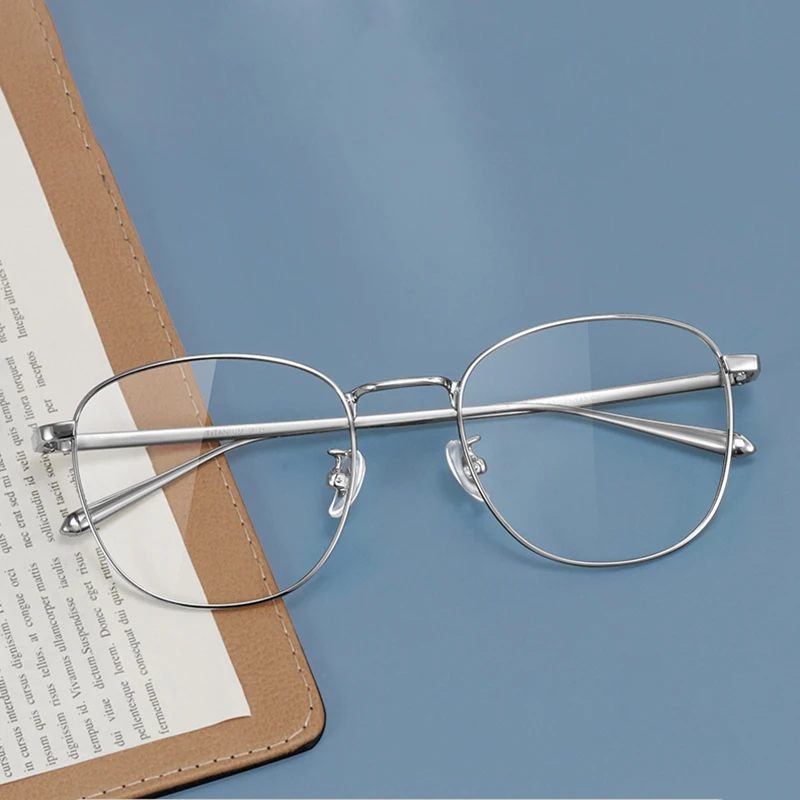 KUXA النساء الرجال النظارات الإطار التيتانيوم البيضاوي الرجعية البصرية وصفة طبية قصر النظر مد البصر خفيفة النظارات الفضة الذهب نظارات