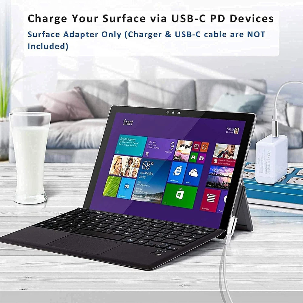 Adapter złącza USB typu C PD na złącze DC Tablet wtyczka szybkiego ładowania ładowarka kompatybilna z laptopem Surface Pro 7 6 5 4 Go Book