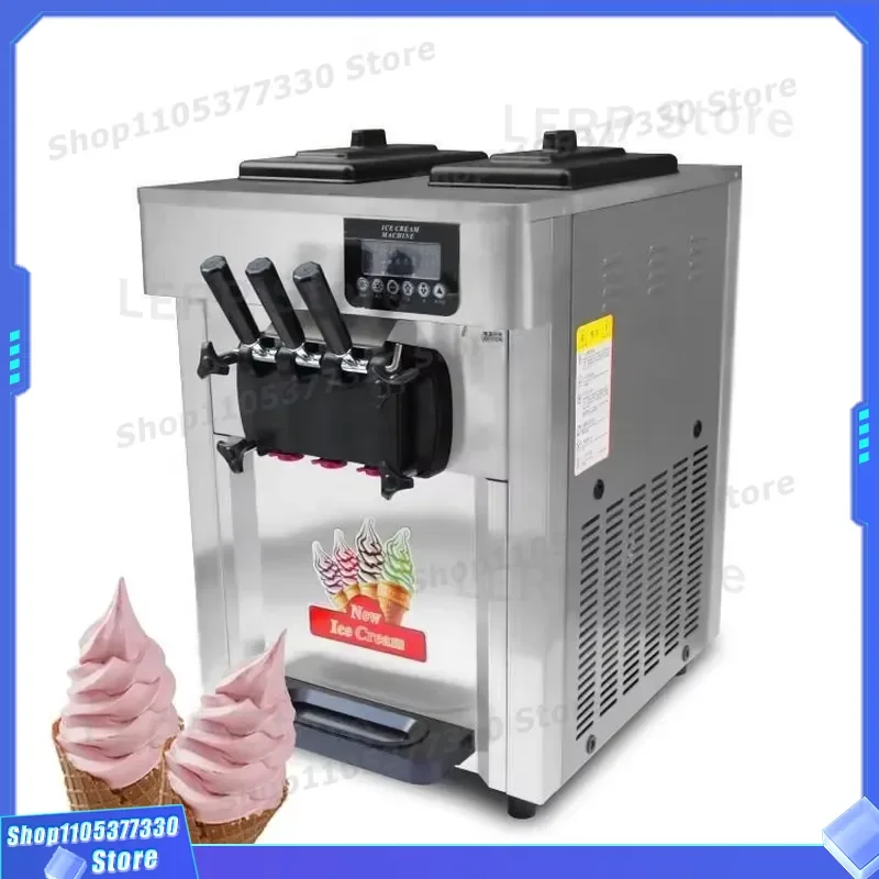 Commercial Small 3 Flavor Ice Cream Machine Soft Serve Maker for Shop Business Use High Efficiency Desktop Unit Small
