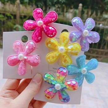 2 pçs nova linda princesa floco floral meninas grampos de cabelo crianças headwear grampos de cabelo presilhas acessórios para o cabelo