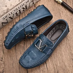 Men's leather shoes spring and summer leisure business dress shoes soft bottom breathable driving bean shoes fashion party shoes