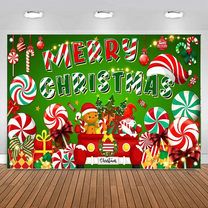 Merry Christmas Decorations  Backdrop Peppermint Candy Banner Holiday Photography Background  New Year Eve Party Supplies