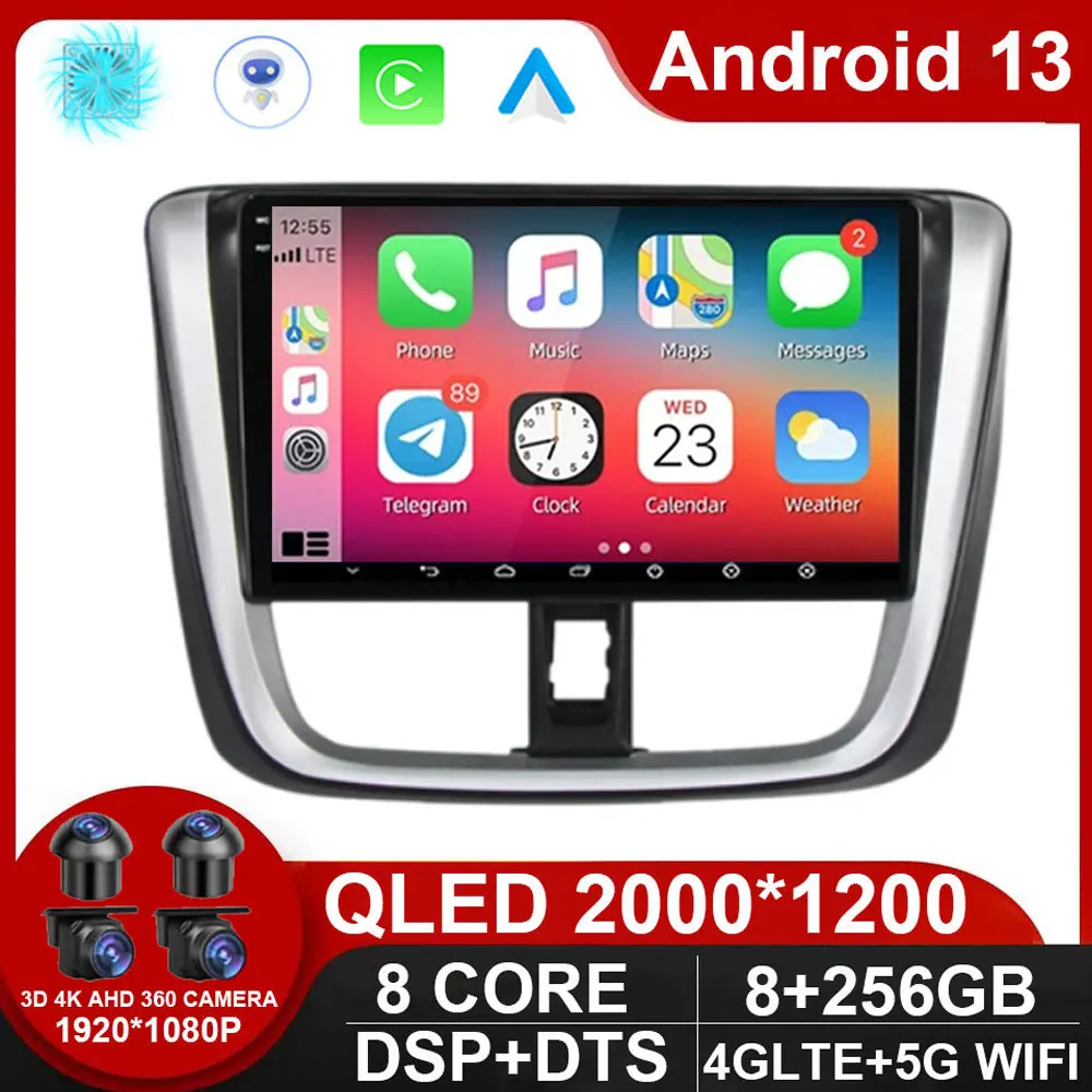 

For Toyota Vios Yaris L 2016 - 2019 Car Radio Multimedia Video Player Android 13 Auto Navigator GPS Carplay BT No 2 Din DVD