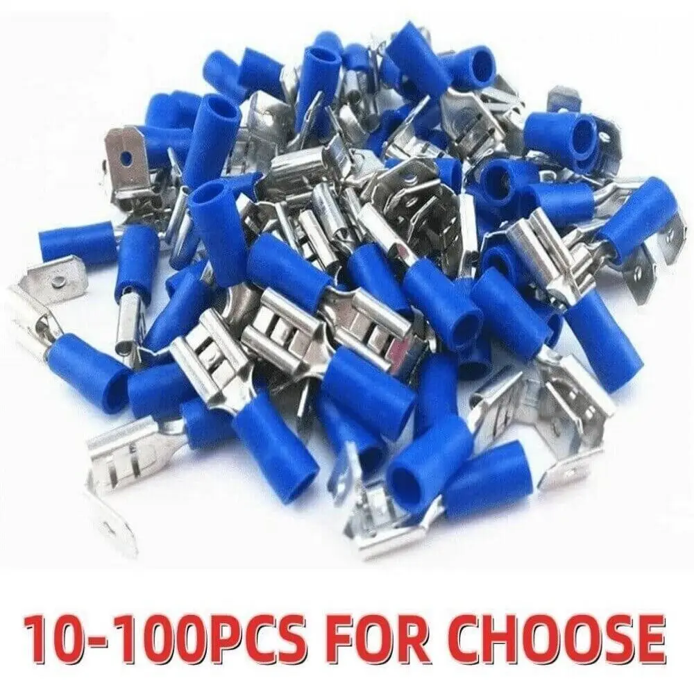 Blue Piggy Back Wire Crimp Connectors Vinyl Insulated Spade Terminals 50PCS