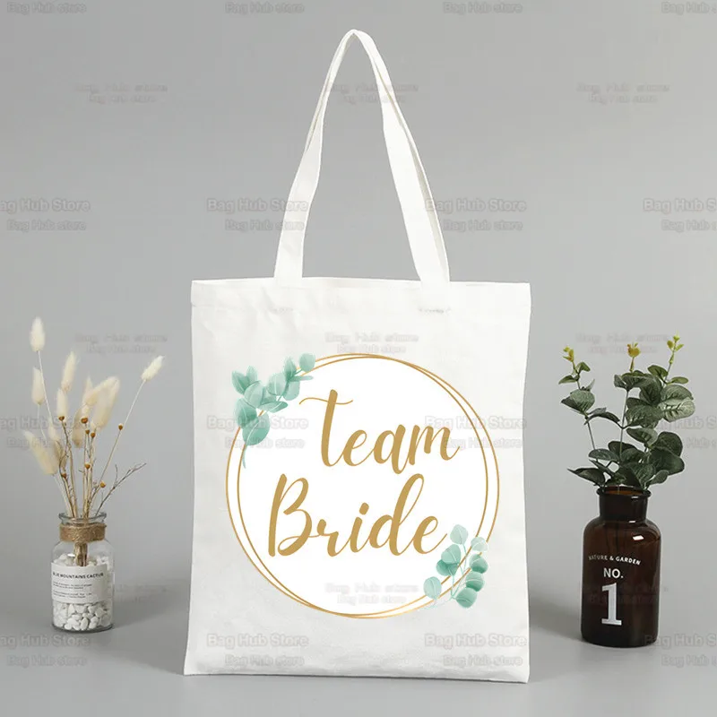 Bolsa de compras de ombro para mulheres, sacolas de despedida de solteira, Eco Shopper, Bridesmaid Wedding Party, Team Bride