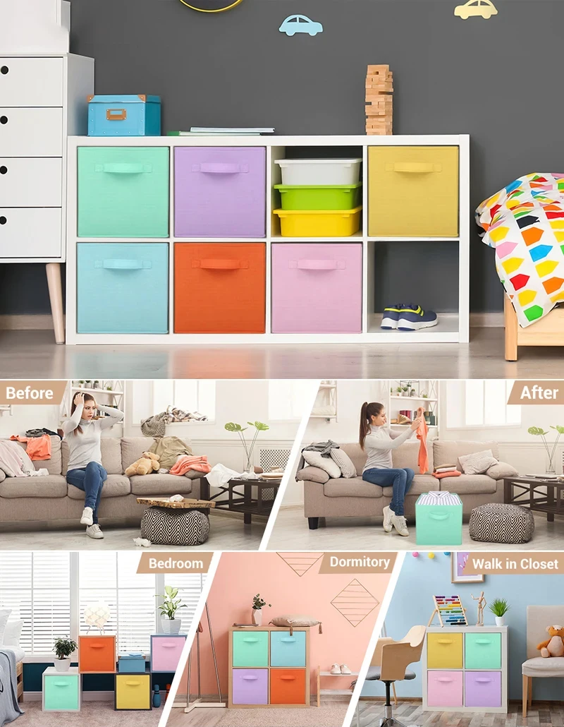 Zusammenklappbare Würfel-Aufbewahrungsbox aus Vliesstoff, Aufbewahrungsbox für Haushaltsbedarf, Schrank und Spielzeug, Kleidung-Bücherregal-Aufbewahrungsbox – Detail 1