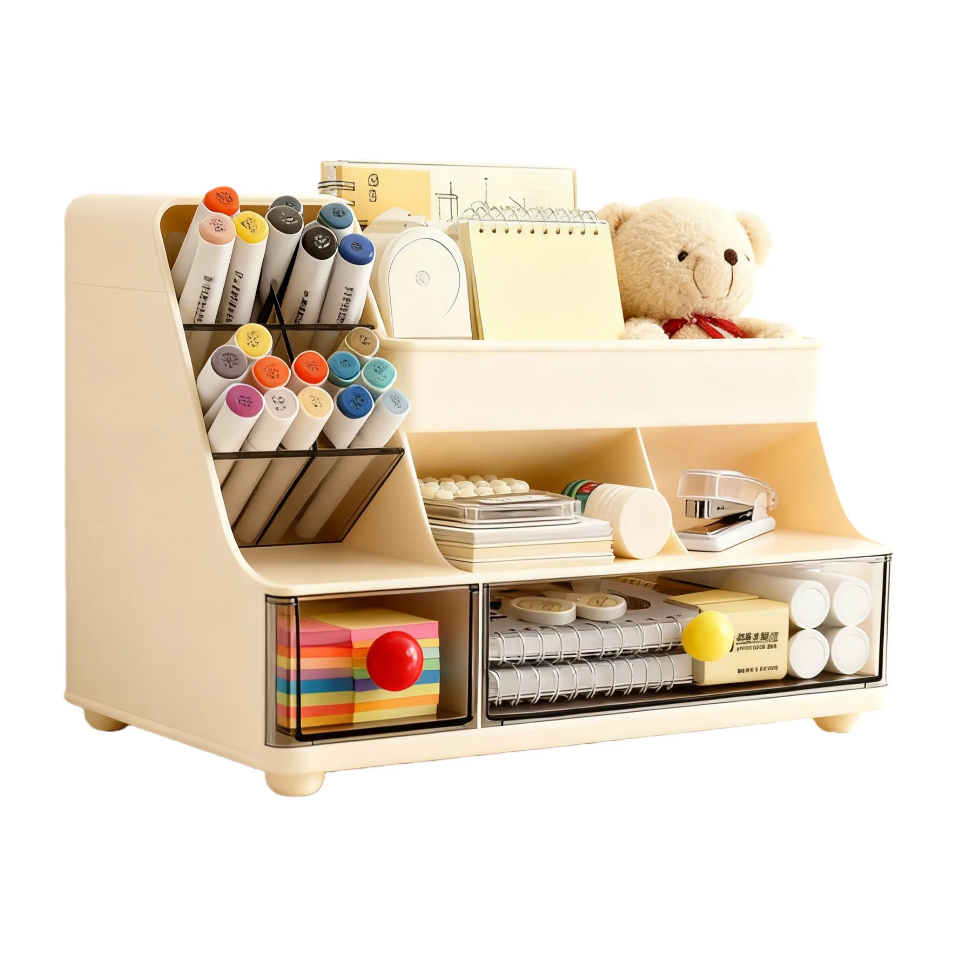 صندوق تخزين مكتبي صندوق فرز الحطام المكتبي نوع الدرج القرطاسية سعة كبيرة متعددة الوظائف قطري إدراج حامل قلم #5