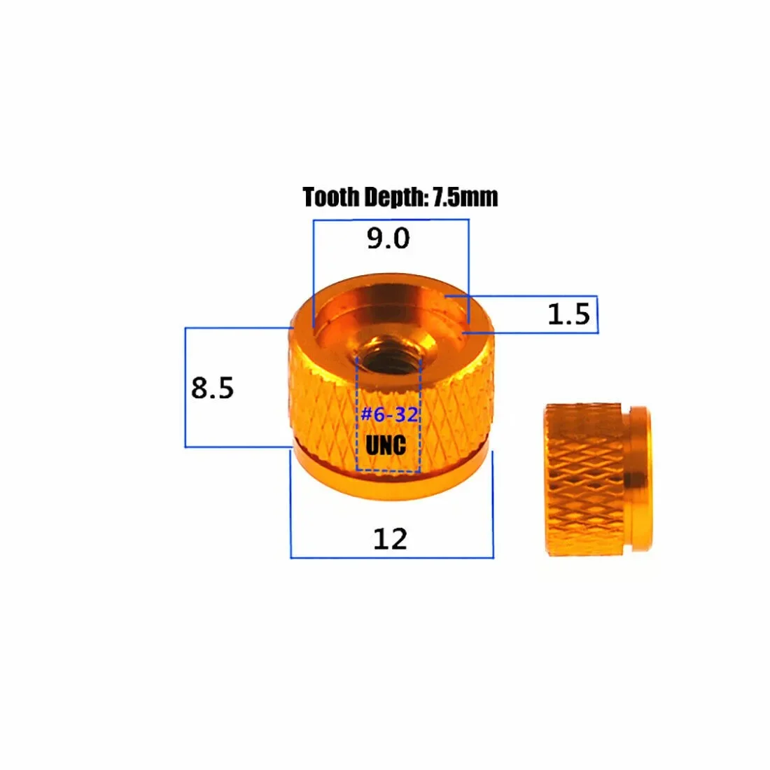 5Pcs UNC 6#-32 High Aluminum Alloy Anodised Knurled Thumb Nuts Hand Grip Knob Nut Blind Hole