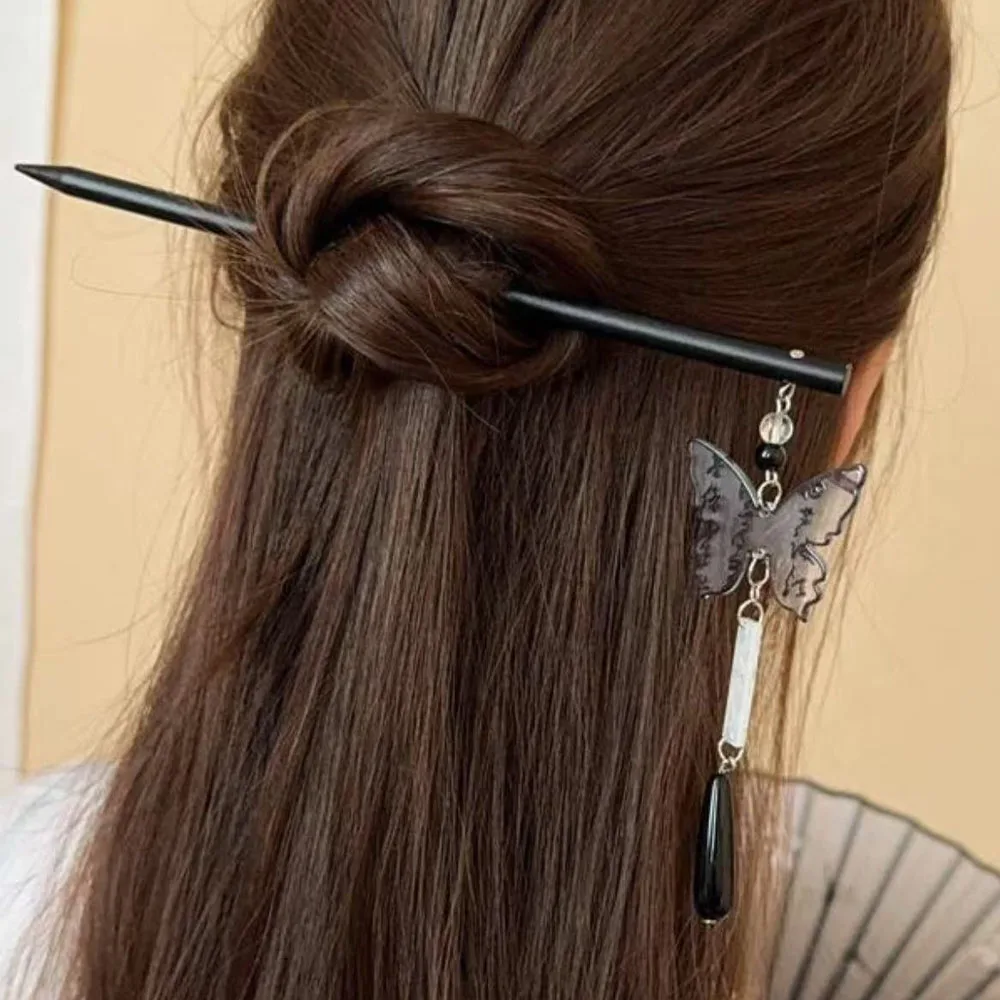 Nieuwe Houten Haarvork Vlinder Chinese Haaraccessoires Hoofddeksels Haarstokken Vrouwen Meisjes Ontwerp Hoofddeksels Elegante Y2k Mode