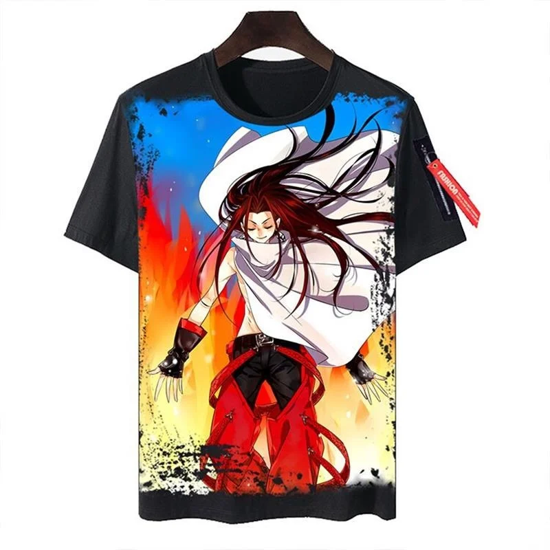 

New Shaman King T-Shirt Short Sleeve Clothing Cross-Border Unisex Breathable Comfortable Daily Wear Cartoon Anime Theme
