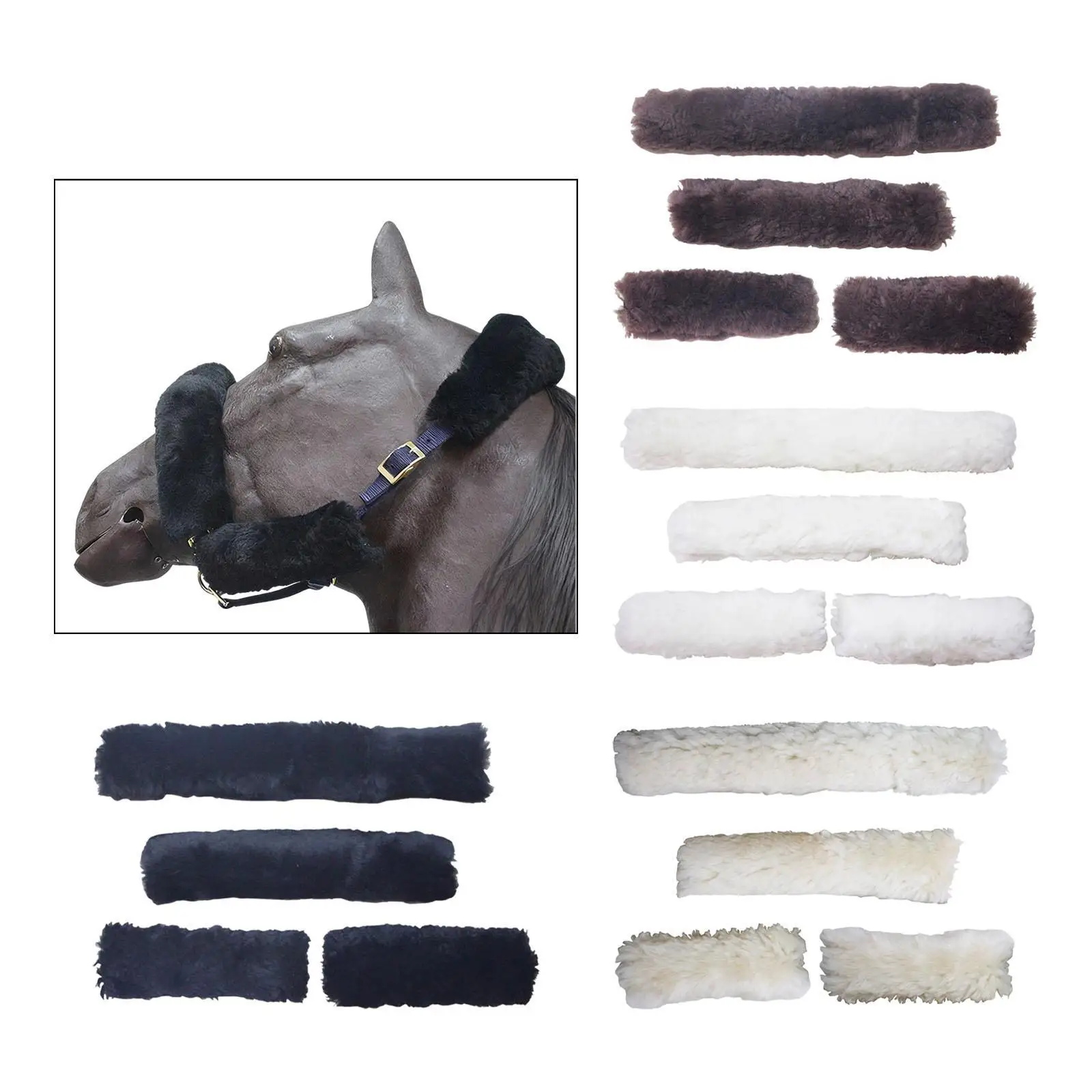 4 قطع من أغطية رسن الخيول، أغطية أنابيب رسن قطيفة بديلة ناعمة قابلة للتنفس لمقطورة التثبيت اليومية #3