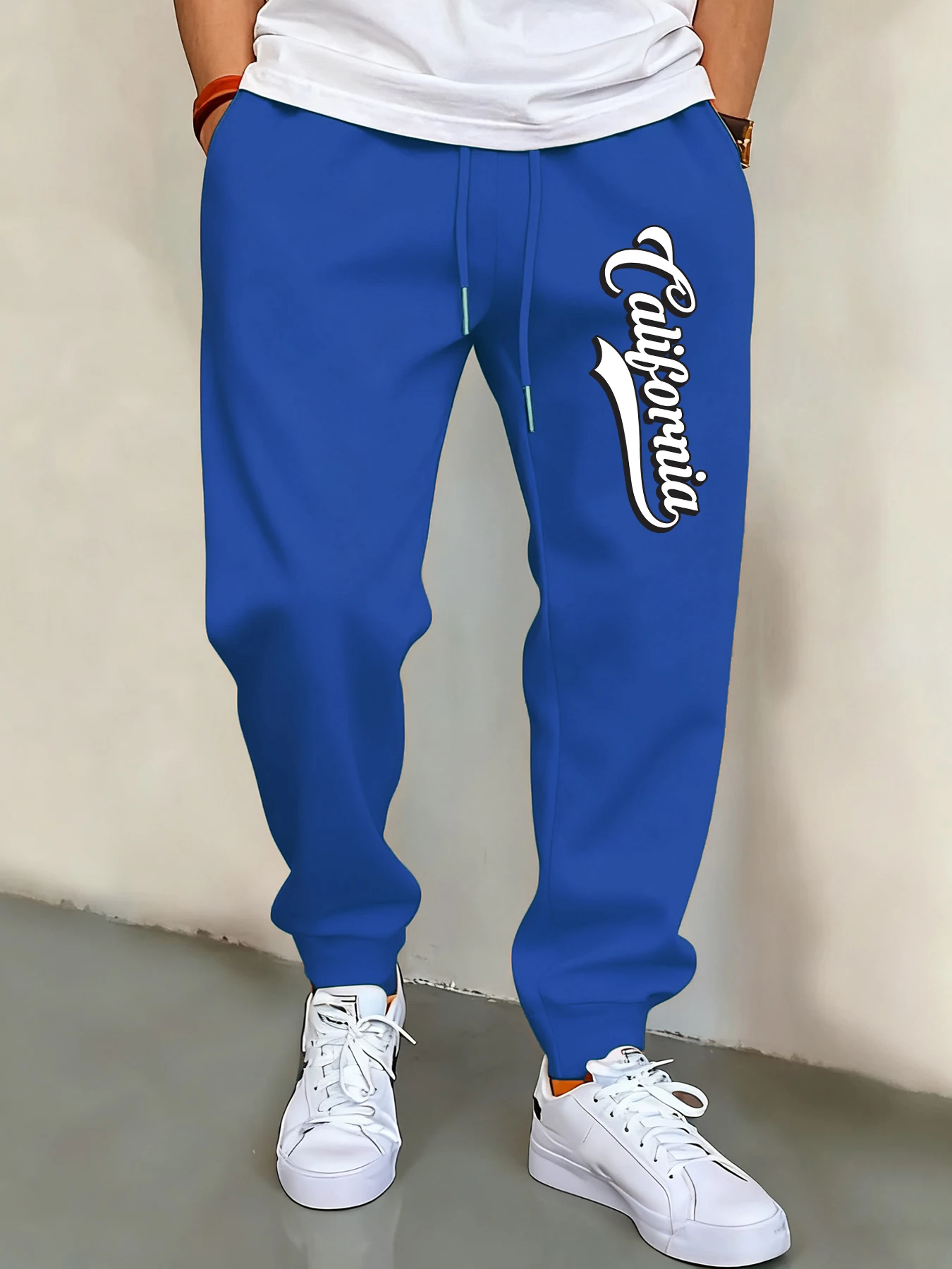 

California Art Letter Print Sweatpant For Men Casual Autumn Man Sportpants Trendy Fleece Pants Unisex Hip Hop Comfortable Jogger