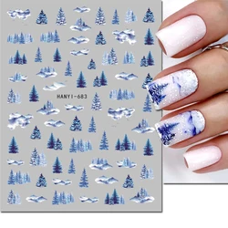 3d Nail Art Decals Winter Christmas Trees Snowflake Adhesive Sliders Nail Stickers Decoration For Nail Tips Beauty