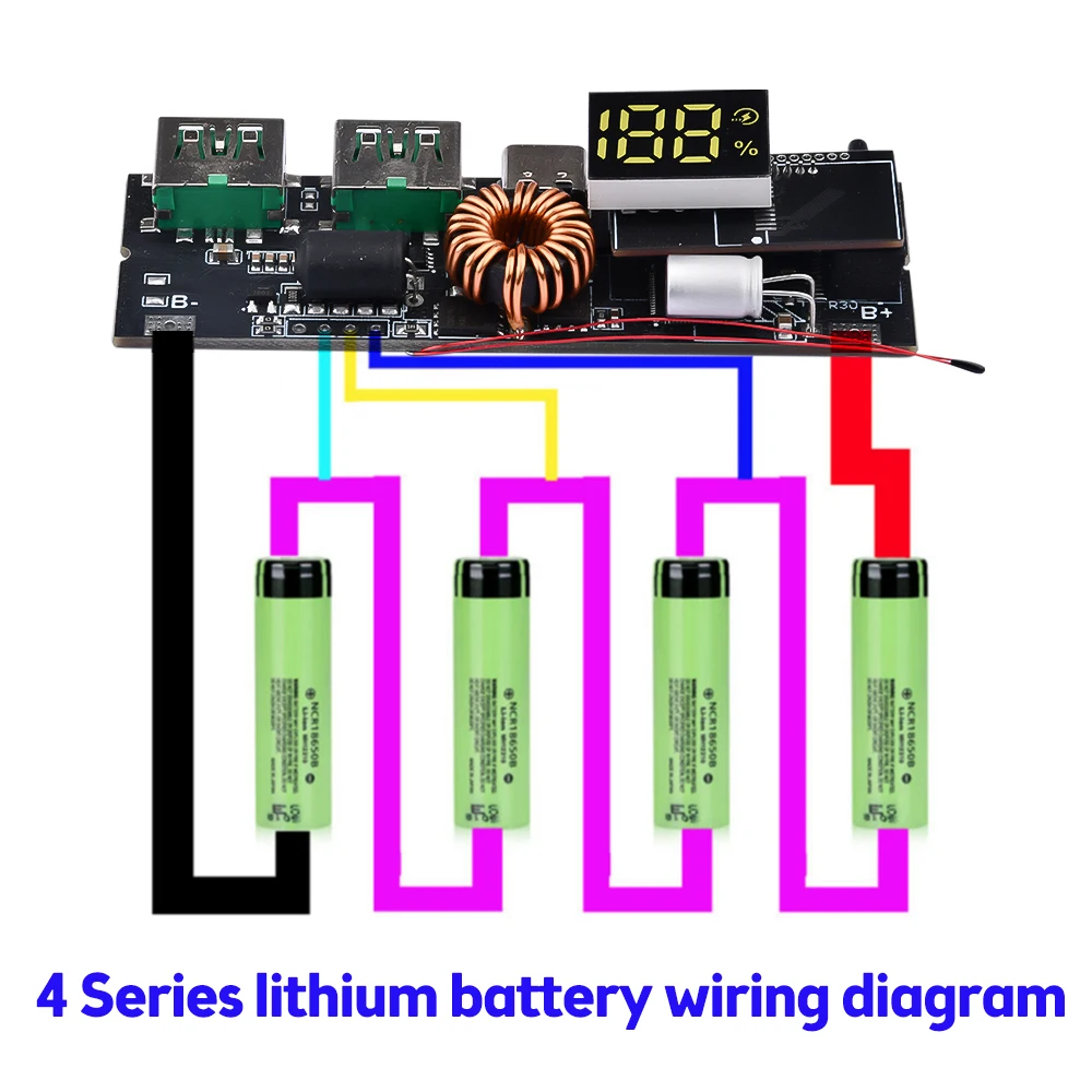 QC3.0 3S 4S 5S 65W 100W Power Bank Double C Port Two way Fast Charge Mobile Power Module 18650 Charging Temperature Protection