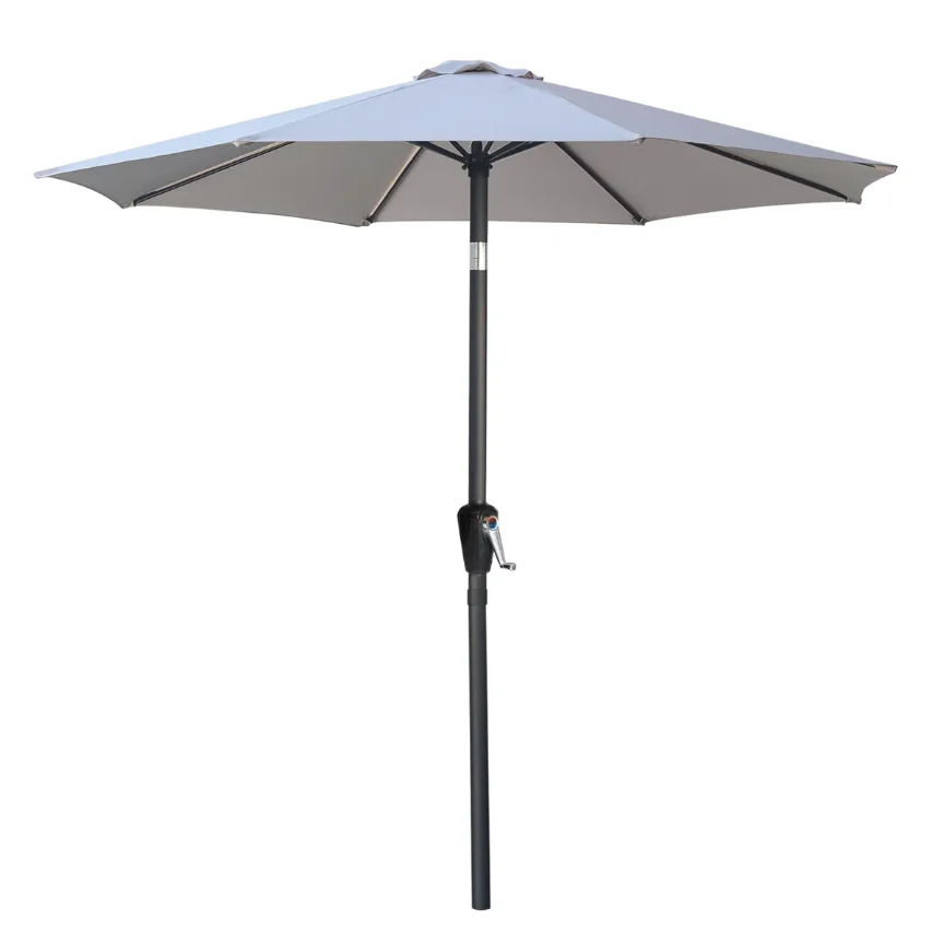 ！@Modern Light Grey Steel Frame Center Pole Patio Umbrella Waterproof UV Protection Commercial Outdoor Garden Umbrella