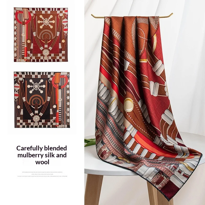 2026 New Korean Retro Spliced Plaid Large Square Scarf Fashion Wool Scarf Warm Neck Scarf