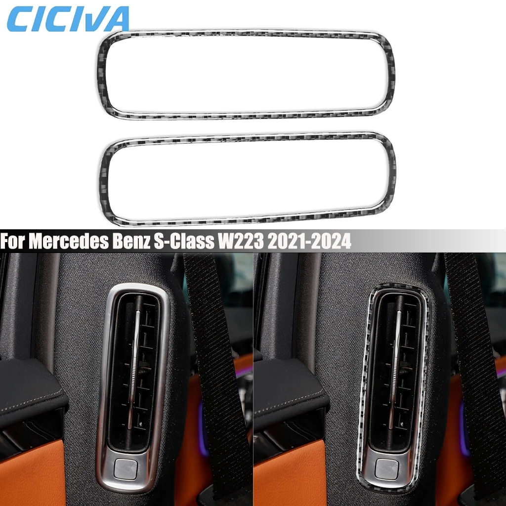 

Carbon Fiber Car Accessories Rear Door Air Outlet Cover Sticker Interior Trim For Mercedes Benz S-Class W223 2021 2022 2023 2024
