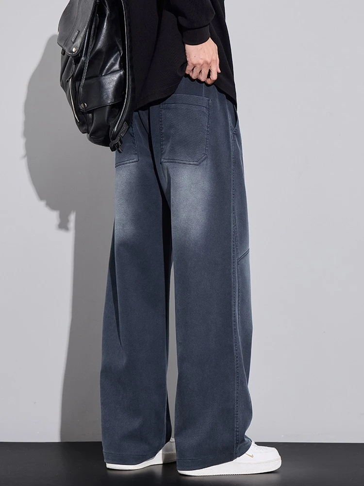 Herbst männer Gerade Casual Hosen Lose Bequeme Mode Koreanische Kordelzug Jogginghose Breite bein Vintage Gespleißt ​ ​ Hose