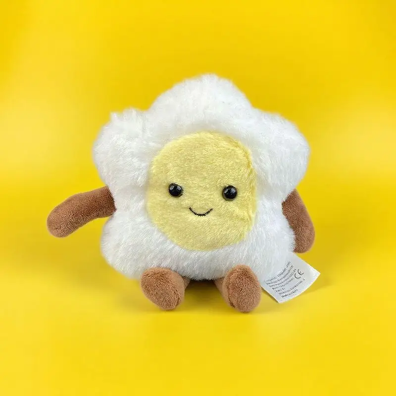 15*15 cm Pluche Gebakken Ei Speelgoed Kawaii Wit Bruin Voedsel Gevulde Pluche Cartoon Speelgoed voor Jongens Meisjes Verjaardag Kerstcadeaus
