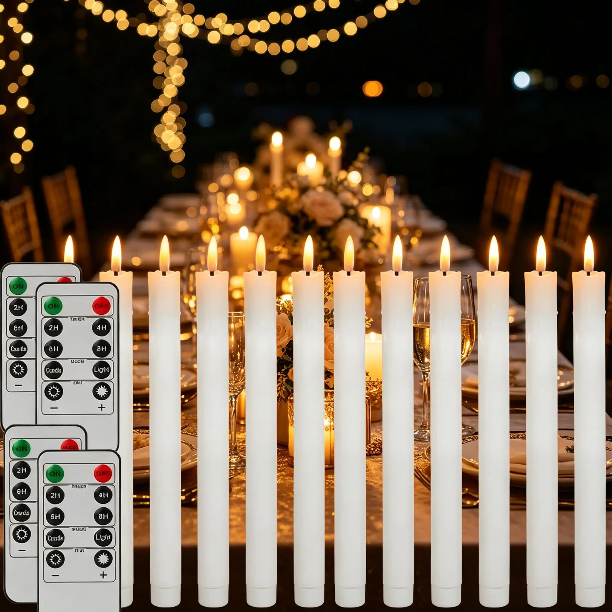 Flameless Taper Candles Flickering with Remote Battery Operated LED Window Candle Pack of 6/12 Christmas Home Wedding Decoration