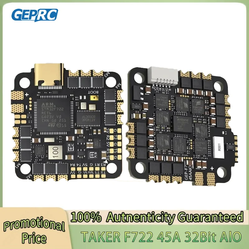 GEPRC TAKER F722 45A 32Bit AIO Flight Control Betaflght INAV / ESC Buzzer 16MB Black Box 32Bit Data Analyze Record for Rc Model