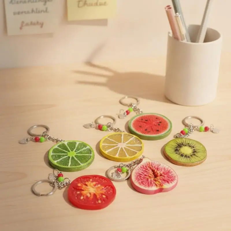 Simulation Fruit Slice Keychain Assorted Fruit Types Mini Pendant Durable Backpack Hanging Decor for Party Giveaways