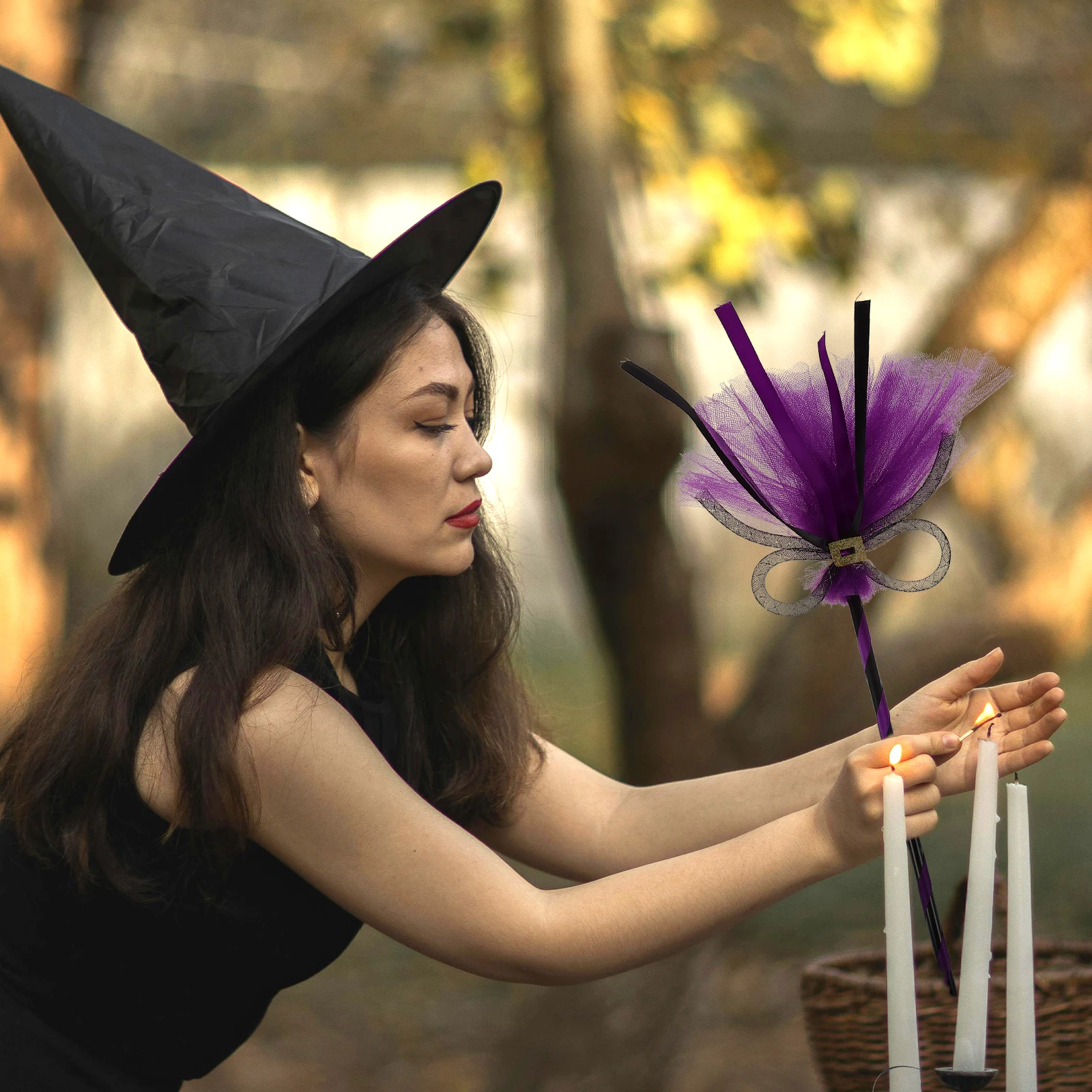 

Witch Broom Halloween Prop PVC Besom Lightweight Comfort Grip Cosplay Accessory Party Costume Broomstick Festive Ornament