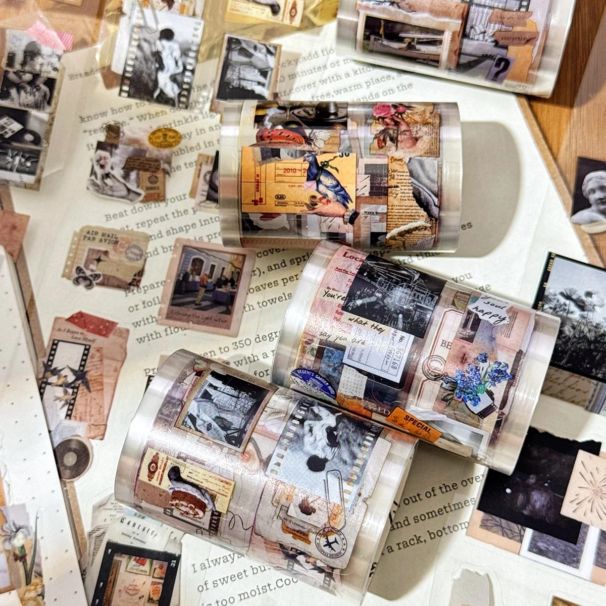 

4 рулона/коробка, ретро ПЭТ-плакат, наклейка с узором, подходит для брошюр своими руками и украшения подарков, изысканный подарок