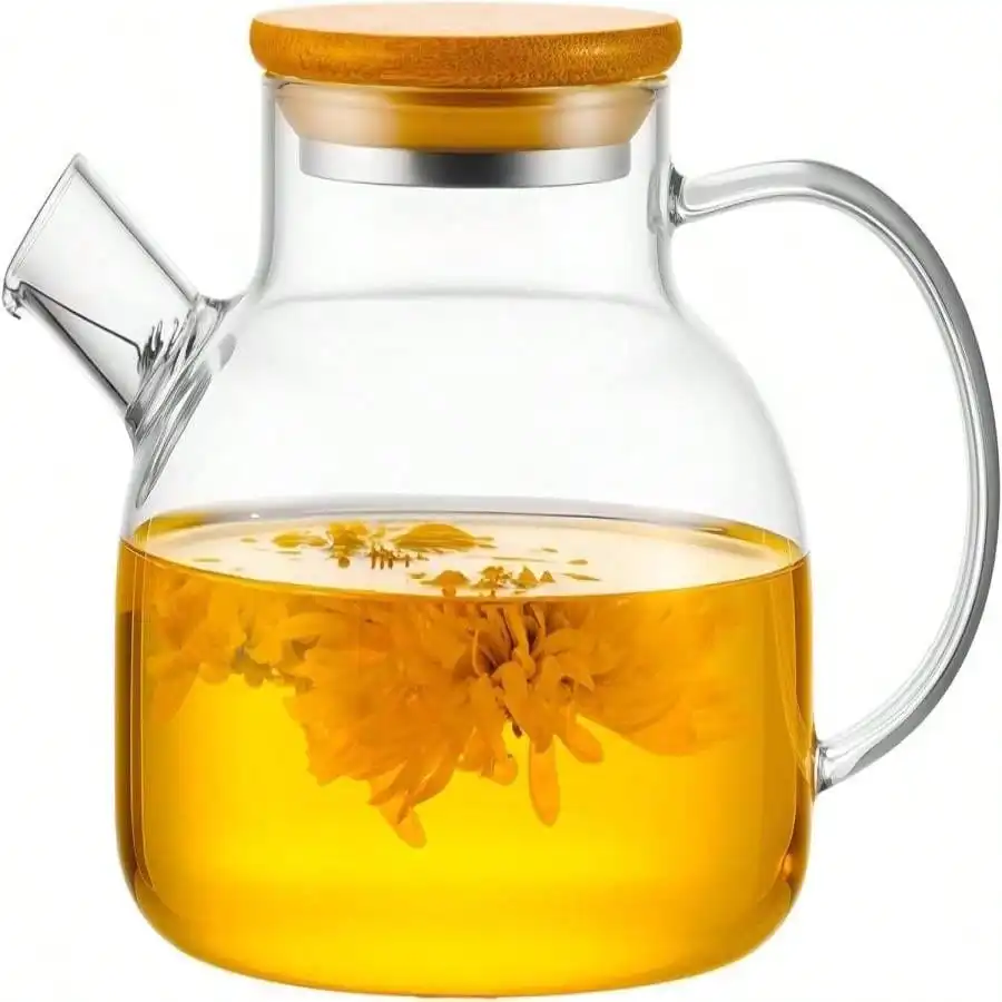 

PARACITY Glass Teapot Stovetop 20 OZ_600ml, Borosilicate Clear Tea Kettle With Bamboo Lid, Glass Tea Pot With Remova